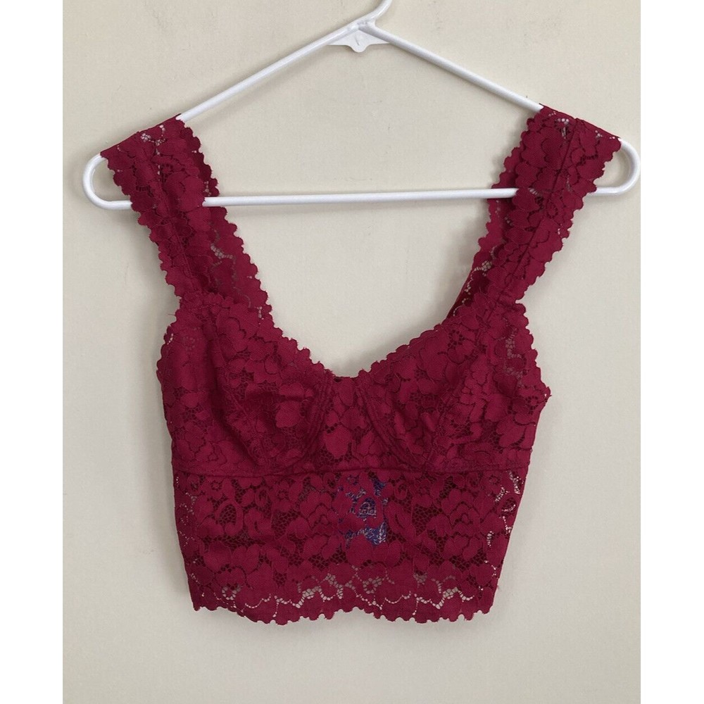 Free People Intimately Bra Dream Away Brami Lace Bralette Size XS Raspberry